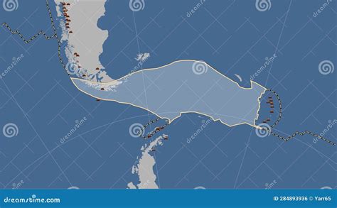 Earthquakes Around the Scotia Plate. Contour Map Stock Illustration - Illustration of ...