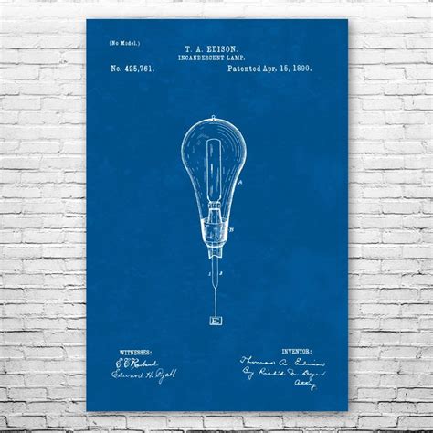 Thomas Edison Light Bulb Poster Print Science Teacher Gift - Etsy