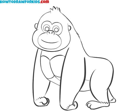 How to Draw a Gorilla For Kids - Easy Drawing Tutorial For Kids