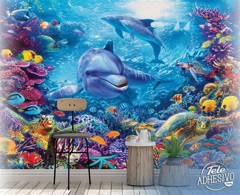 Wall mural Dolphins under the sea | MuralDecal.com