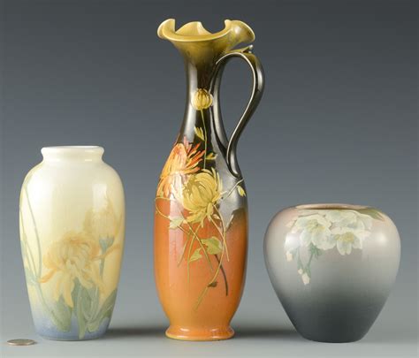 Lot 411: 3 Items Rookwood Pottery w/ Floral Designs | Case Auctions