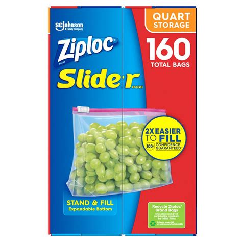 Ziploc 1-Qt. Slider Storage Bags, 160 pk. - Walmart.com - Walmart.com