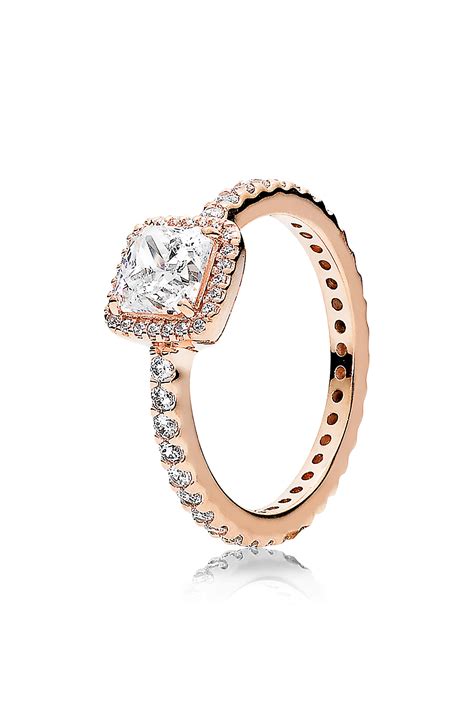 PANDORA Square Sparkle Halo Ring in Rose Gold (Metallic) - Save 25% - Lyst