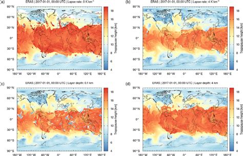 Global maps of ERA5 thermal tropopause geopotential heights on 1 ...