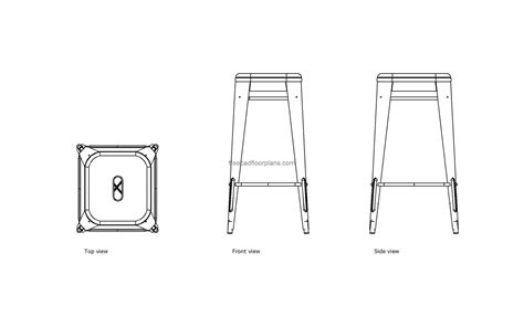 Tolix Bar Stool, AutoCAD Block - Free Cad Floor Plans