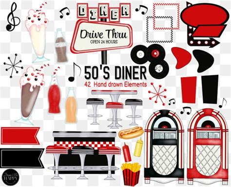 Retro Diner Clipart 's Diner Clipart Drive in Clipart - Etsy UK