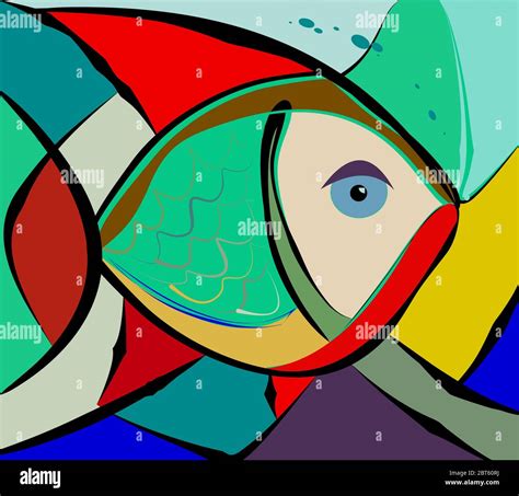 Colorful background, expressionism art style,abstract fish Stock Vector ...