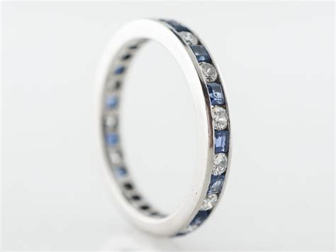 Sapphire & Diamond Eternity Band in Platinum - Filigree Jewelers