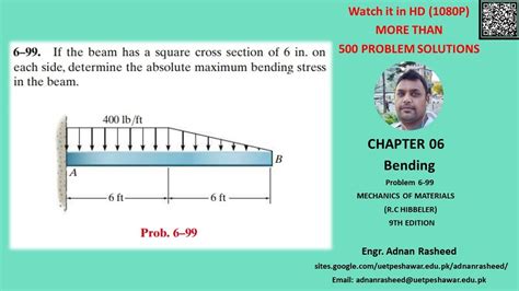 6-99 Determine the absolute maximum bending stress in the beam | Mech ...