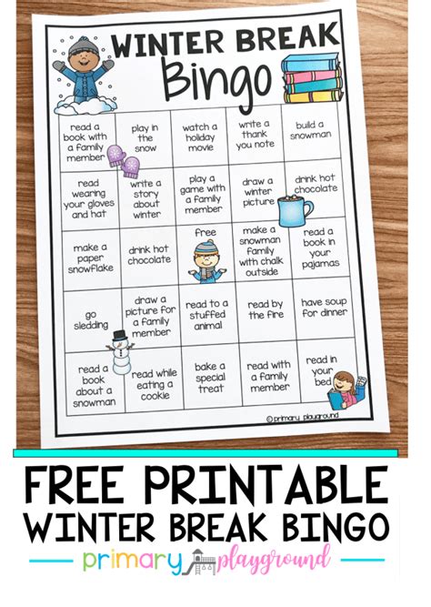 Free Printable Winter Break Bingo - Primary Playground