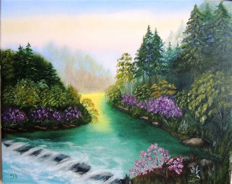 "Forest river" oil painting в интернет-магазине на Ярмарке Мастеров ...