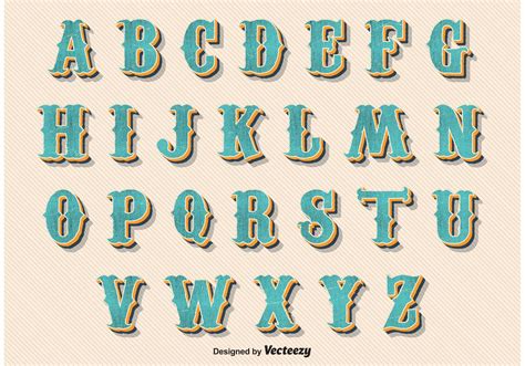 Vintage Retro Style Alphabet - Download Free Vector Art, Stock Graphics & Images