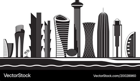 Doha skyline by day Royalty Free Vector Image - VectorStock