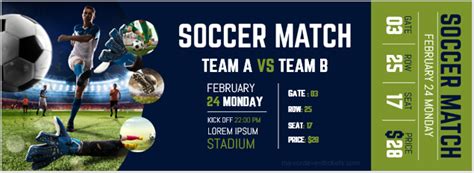 Soccer Match Ticket Templates for Word | Edit & print FREE