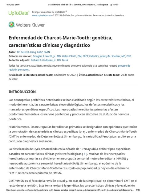 Charcot-Marie-Tooth Disease - Genetics, Clinical Features, and ...