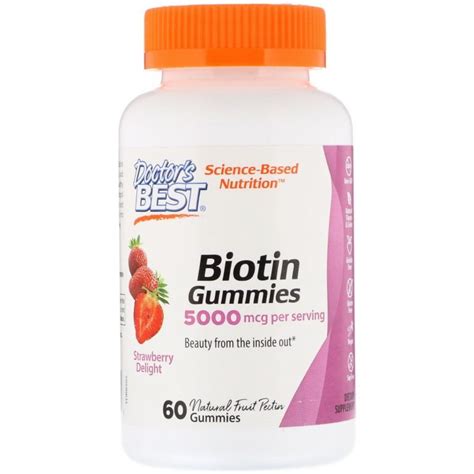 Doctor's Best, Biotin Gummies, Strawberry Delight, 5000 mcg, 60 Gummies | By iHerb