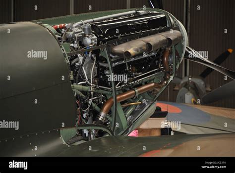 Supermarine Spitfire Rolls Royce engine on view in hanger at Duxford ...