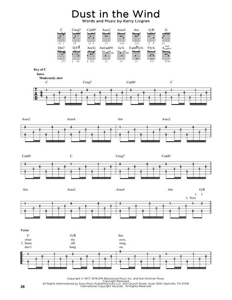 Dust In The Wind by Kansas - Guitar Lead Sheet - Guitar Instructor