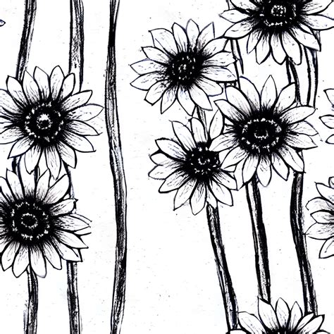 Ink Drawing Flowers Digital Graphic · Creative Fabrica