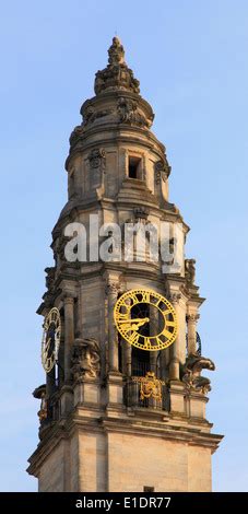 Cardiff City Hall clock tower and Jiminy Cricket Stock Photo - Alamy