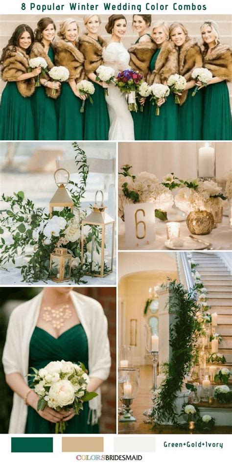 Bright Green, Ivory and Gold Winter Wedding Inspirations | Winter ...