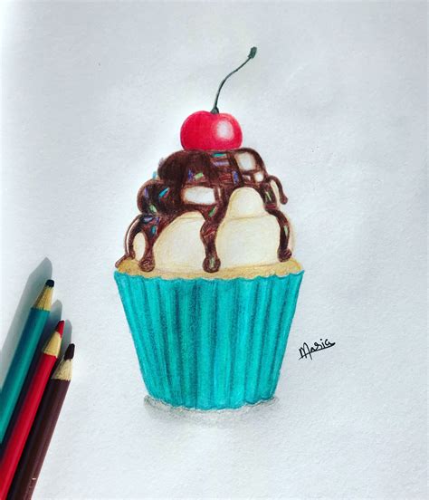 Cupcake drawing using colour pencils Color Pencil Picture, Pencil ...