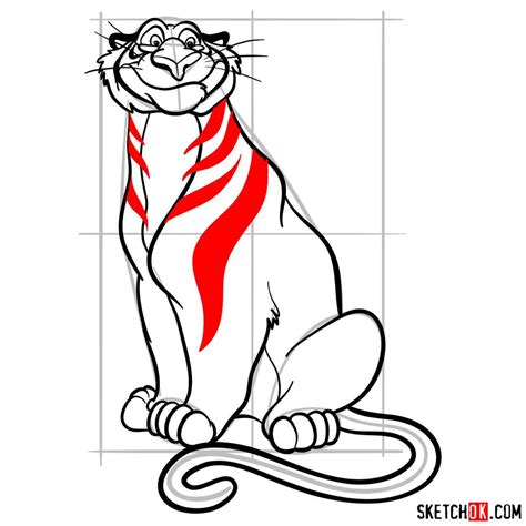 How to draw Rajah from Disney's Aladdin - Sketchok easy drawing guides