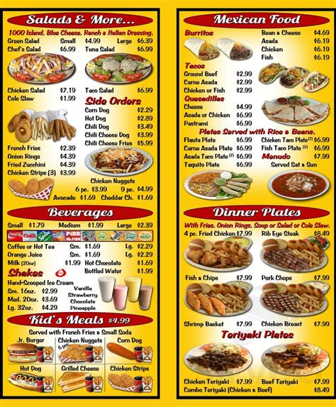 Bob's Burgers menu in La Puente, California, USA