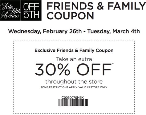 Saks Fifth Avenue: 30% off Printable Coupon