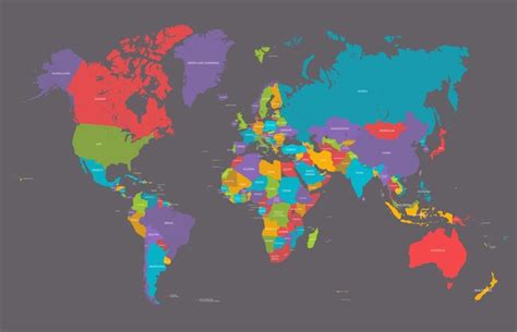 Premium Vector | World political earth map in retro color palette ...