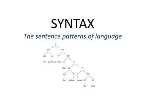 SYNTAX The sentence patterns of language