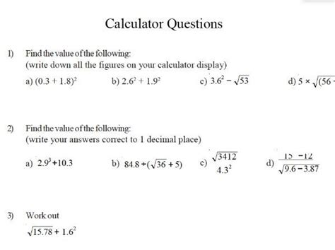 GCSE maths worksheet – calculator questions | Teaching Resources