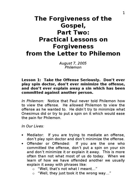 Sermon 9 - The Forgiveness of the Gospel, Part Two - Practical Lessons on Forgiveness From ...