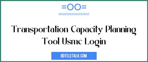 Transportation Capacity Planning Tool Usmc Login