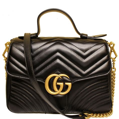 GUCCI GG Marmont Small Top Handle Shoulder Bag Black 498110