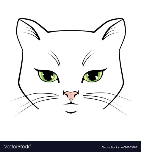 Cat cute face black outline drawing kitten Vector Image