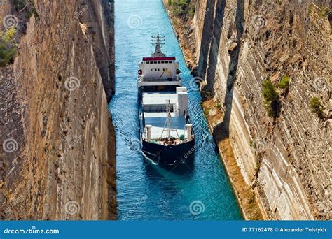 Ship Cross the Corinth Canal Stock Photo - Image of corinth, crossing: 77162478