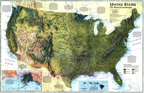 ""United States: The Physical Landscape" 1996 map by National Geographic in 1996 [2298x1490]" by ...