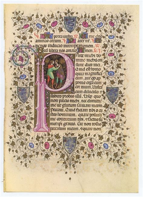 Items similar to Vintage Bible Illuminated Manuscript Print, Moses embracing Aaron, Bible, Old ...