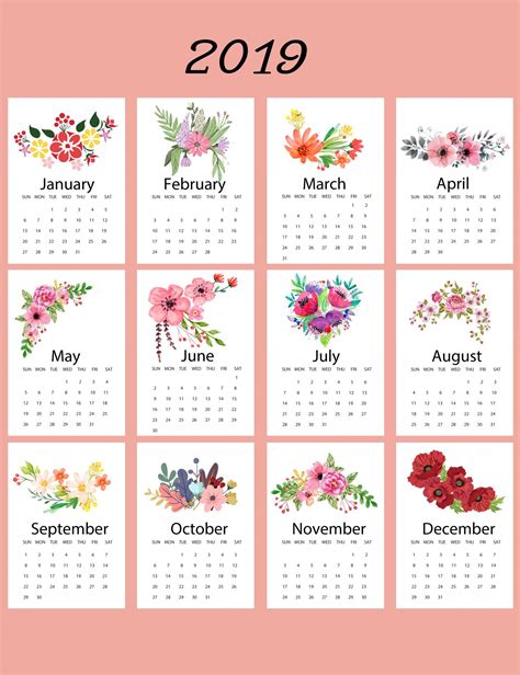 20+ Photo Calendar 2019 - Free Download Printable Calendar Templates ️