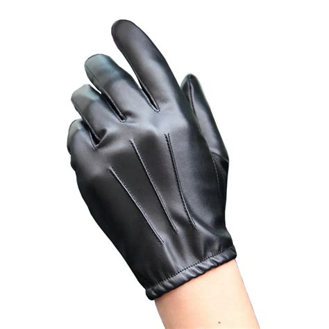 Fashion Black PU Leather Gloves Male Thin Style Driving Leather Men ...