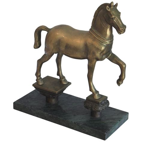 Bronze Horse Sculpture on Marble Base at 1stDibs