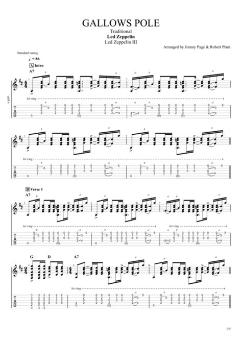 Gallows Pole by Led Zeppelin - Full Score Guitar Pro Tab | mySongBook.com