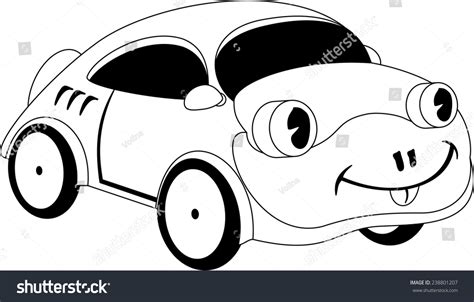 Black White Illustration Cartoon Car Stock Vector (Royalty Free ...