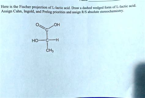 Here is the Fischer projection of L-lactic acid. Draw… - SolvedLib