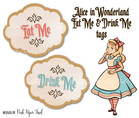 Alice in Wonderland Eat Me Drink Me Tags, Instant Download, Print Your ...