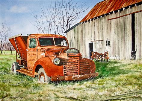 Old Farm Truck Painting by Rick Mock