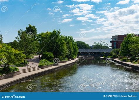 Covered Bridge in the Distance Along the Naperville Riverwalk in ...