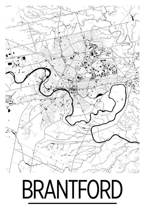 Brantford Ontario Map Poster Ontario Map Print Art Deco - Etsy