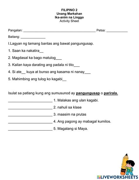 Bantas pangungusap at parirala worksheet – Artofit